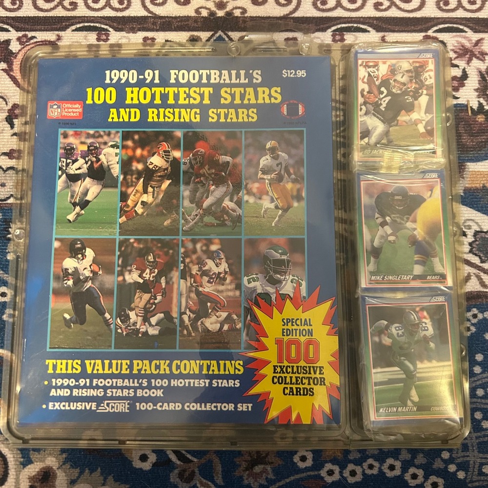 90-91 Score Football 100 Hottest Stars Rising Stars 100 Card Set Book Bo Jackson